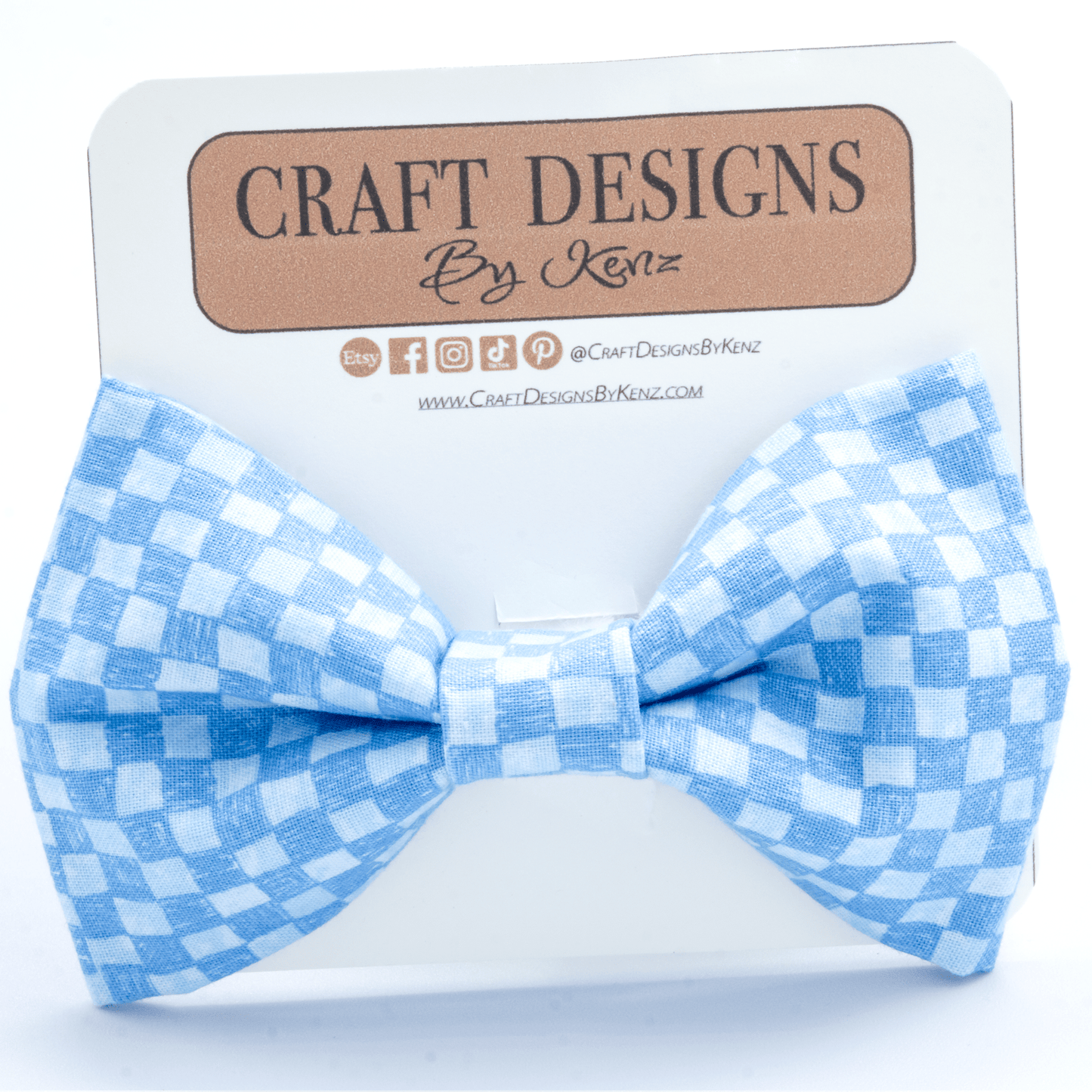 Blue Checkered Collar - Craft Designs By Kenz - Bowtie - Collar Set