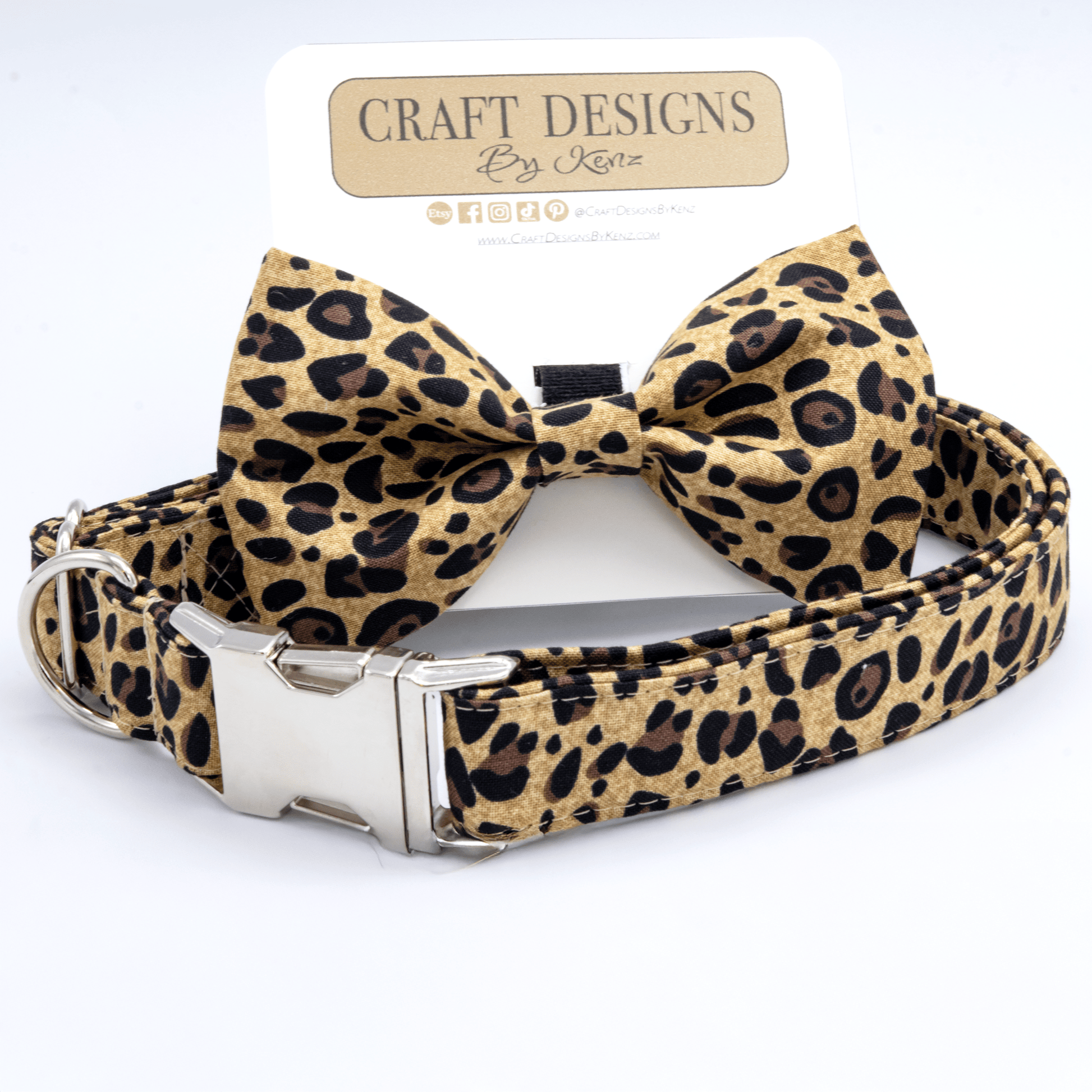 Cheetah Print Collar - Craft Designs By Kenz - Bowtie - Collar Set