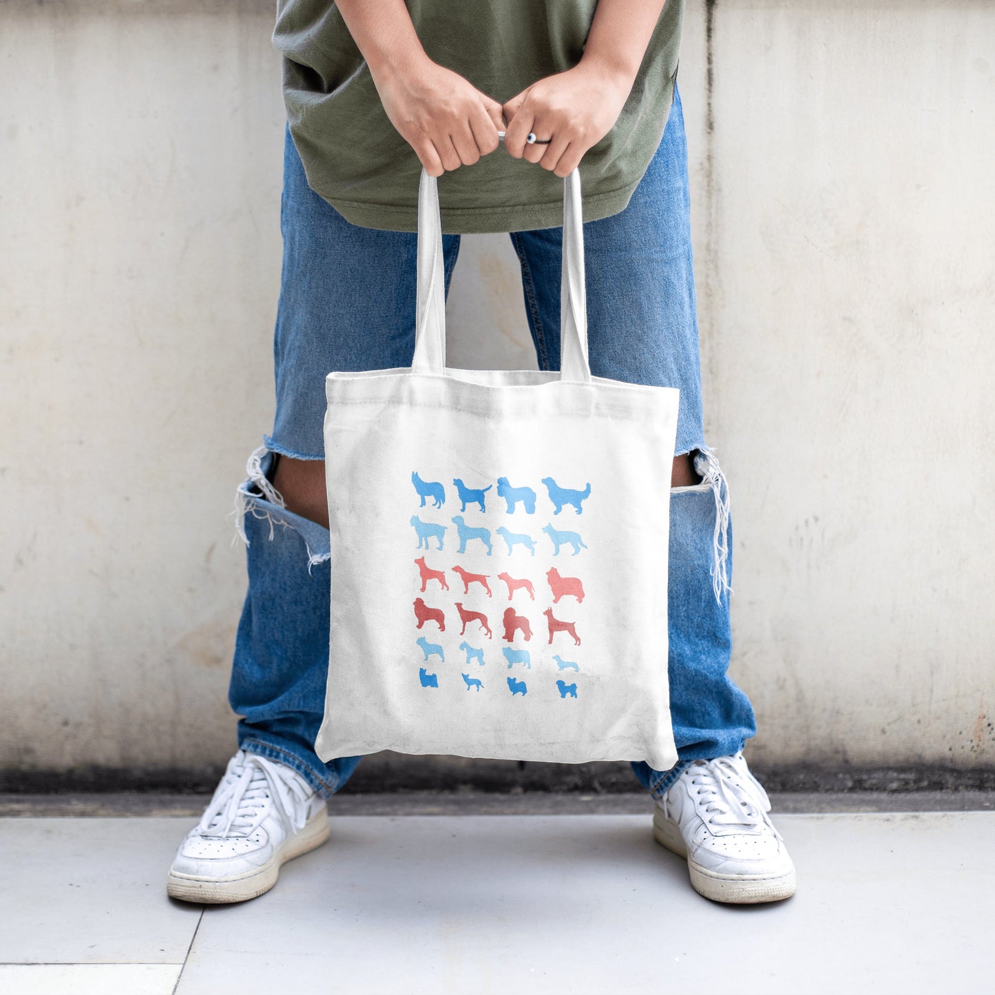 Dog Lover Tote Bag - Craft Designs By Kenz - Blue/Red - Personalized Tote Bag