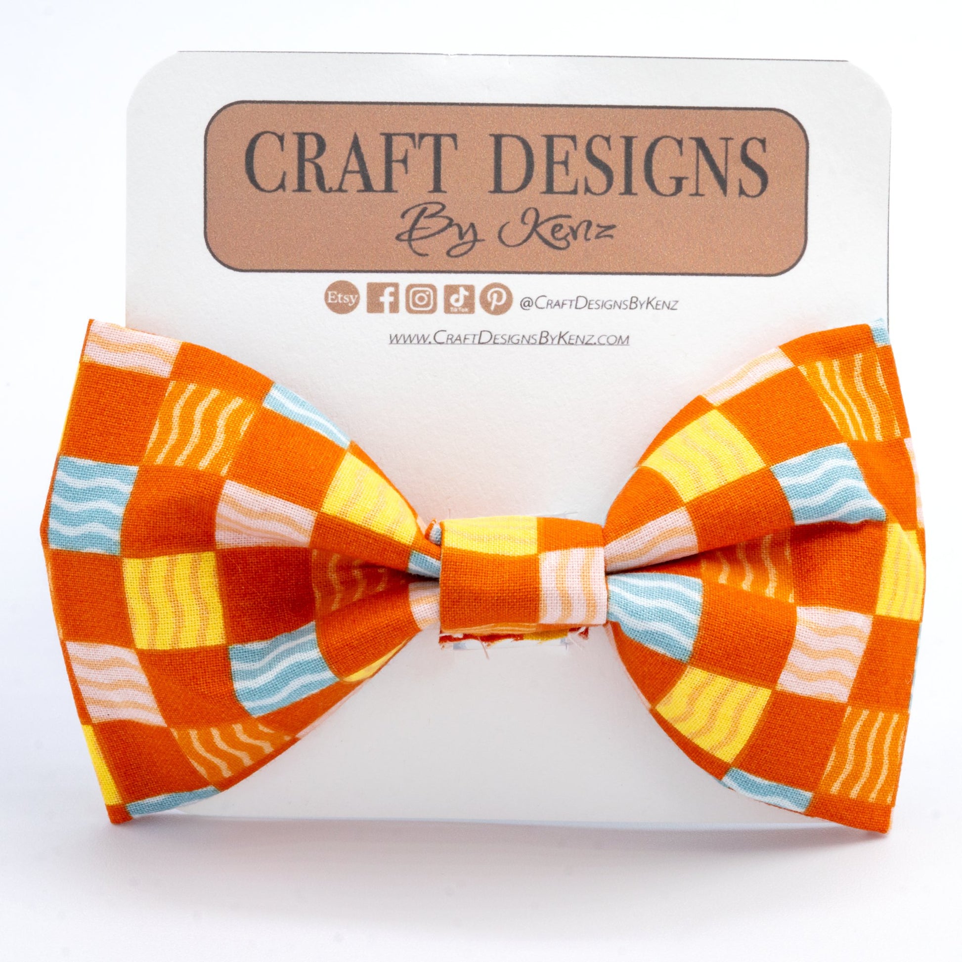 Groovy Orange Collar - Craft Designs By Kenz - Bowtie - Collar Set