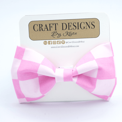 Pink Checkered Collar - Craft Designs By Kenz - Bowtie - Collar Set