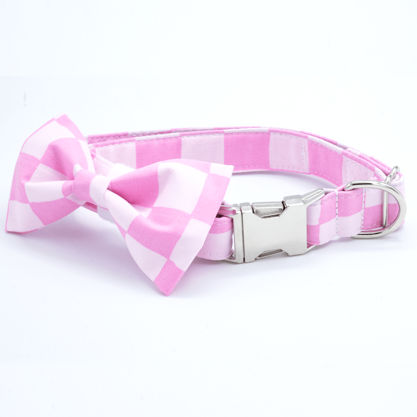 Pink Checkered Collar - Craft Designs By Kenz - Bowtie - Collar Set