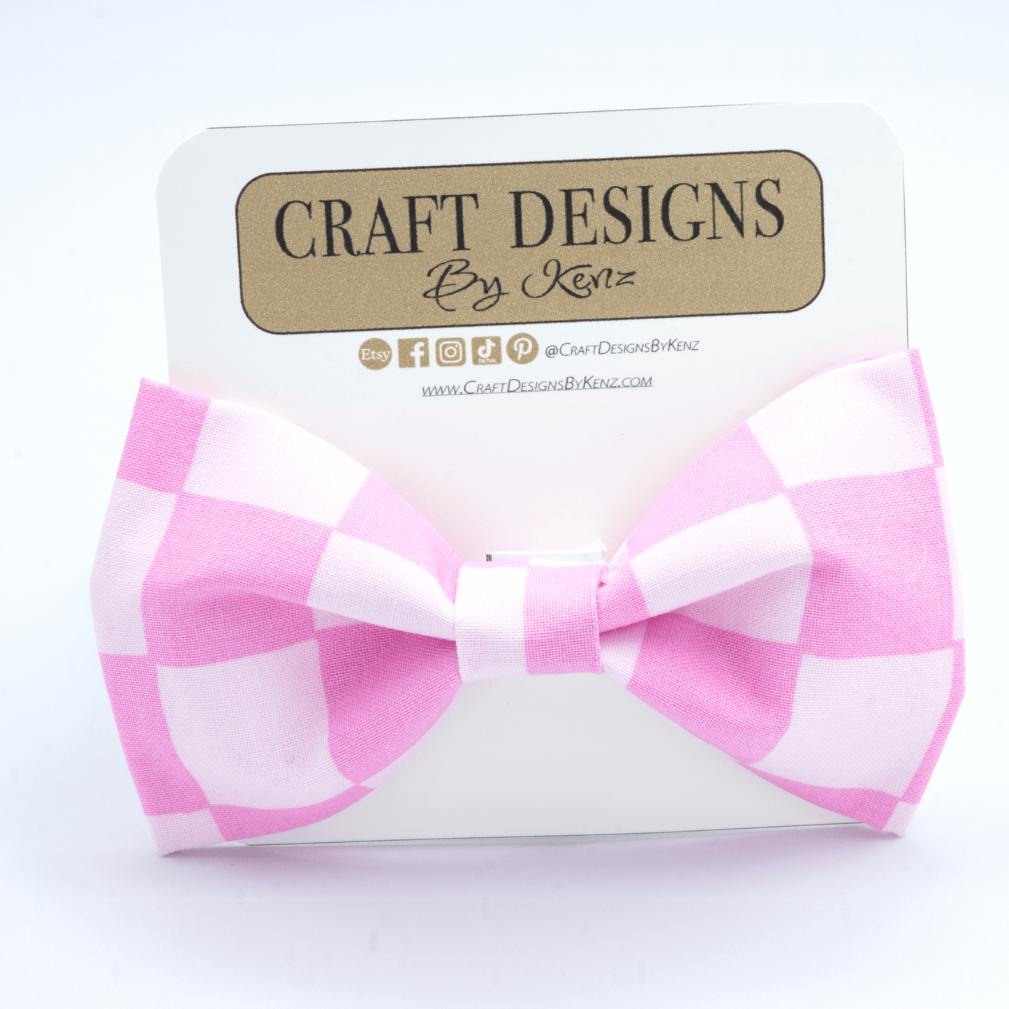 Pink Checkered Collar - Craft Designs By Kenz - Collar and Bowtie - Collar Set