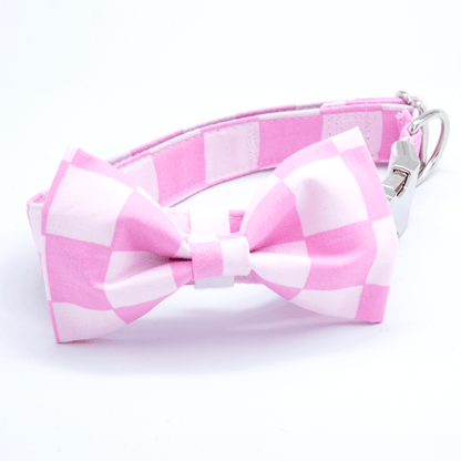 Pink Checkered Collar - Craft Designs By Kenz - Collar and Bowtie - Collar Set