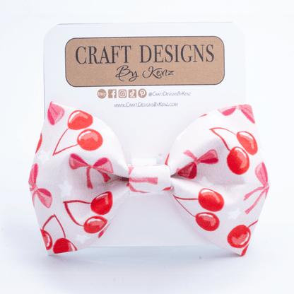 Pink Cherry Collar - Craft Designs By Kenz - Bowtie - Personalized Pet Collar