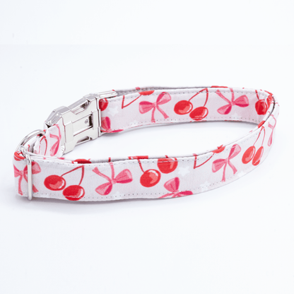 Pink Cherry Collar - Craft Designs By Kenz - Collar - Personalized Pet Collar