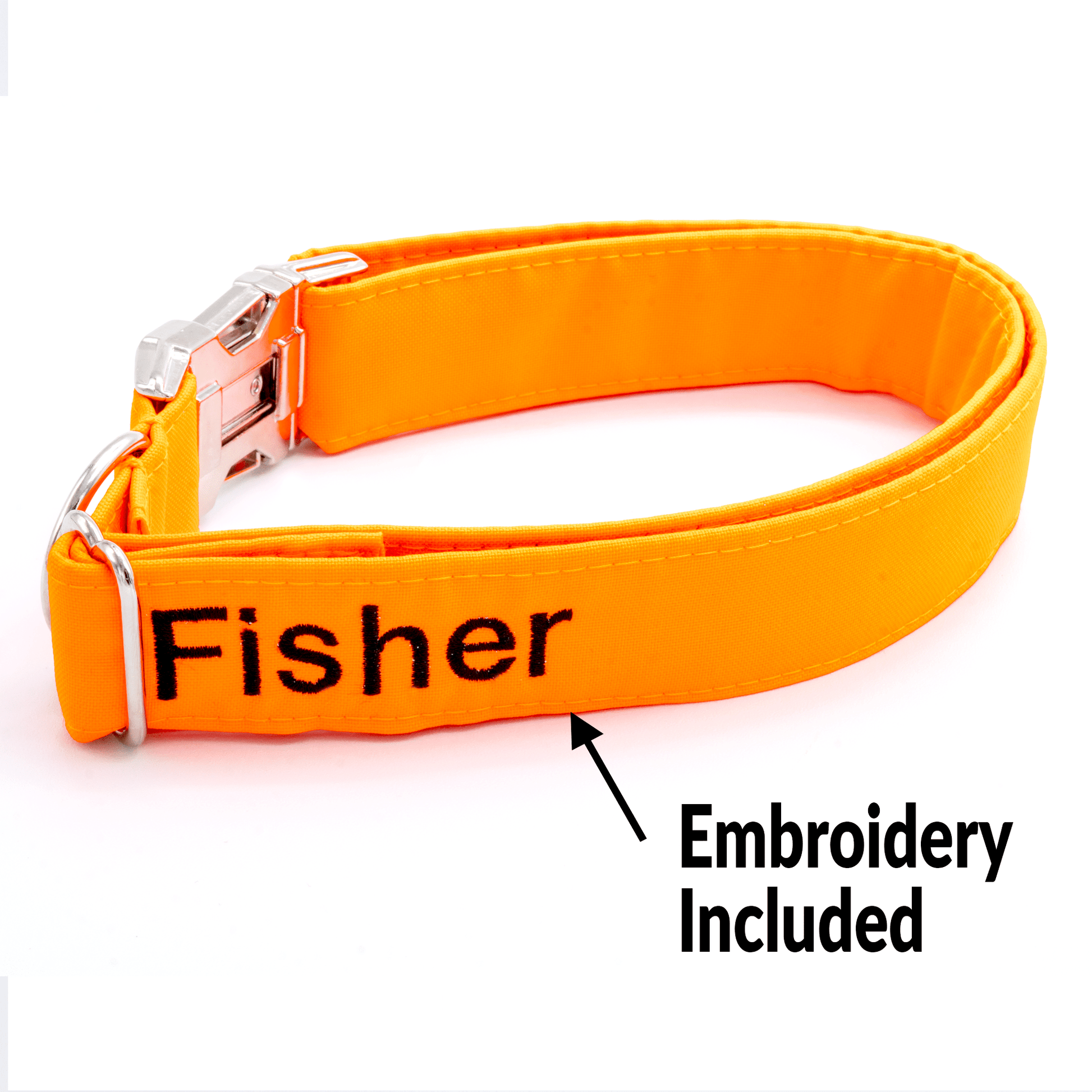 Reflective Collar - Craft Designs By Kenz - Orange - Personalized Pet Collar