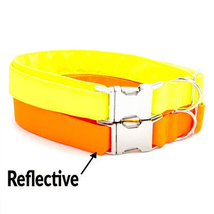 Reflective Collar - Craft Designs By Kenz - Yellow - Personalized Pet Collar