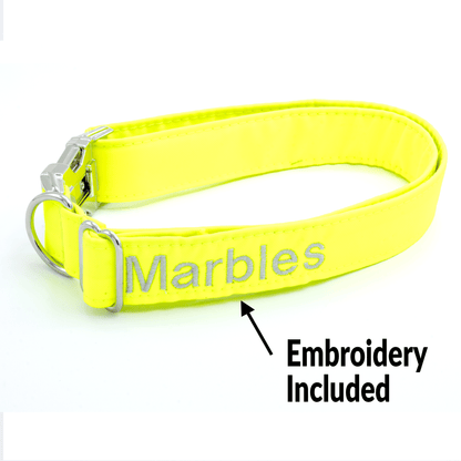 Reflective Collar - Craft Designs By Kenz - Yellow - Personalized Pet Collar